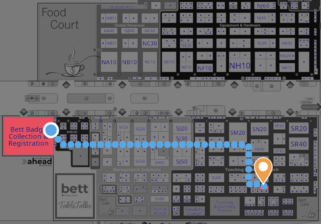 BETT directions from registration to Seesaw booth